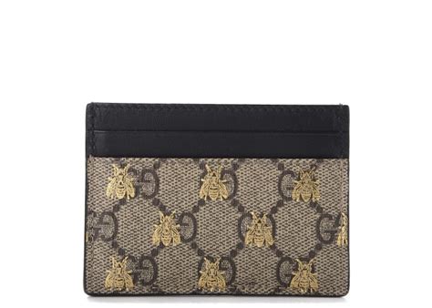 Gucci Card Case GG Supreme Bee Print Beige 